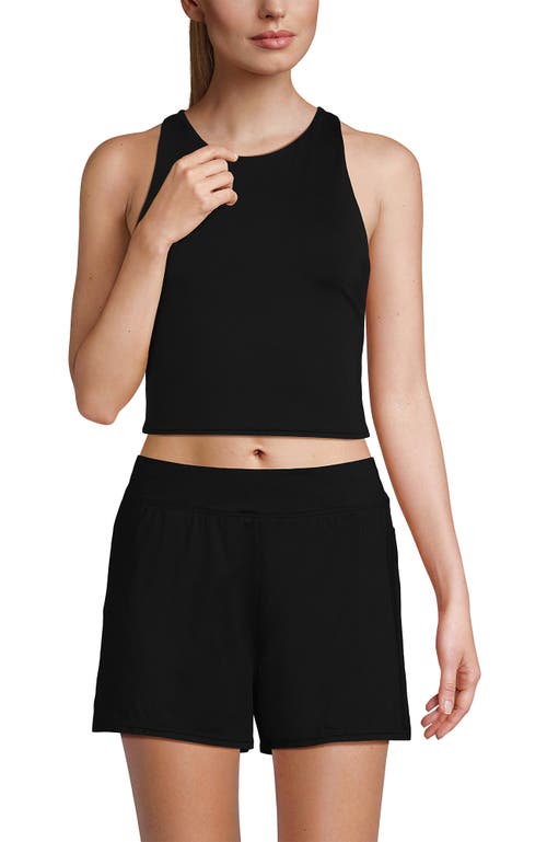 Lands' End Chlorine Resistant High Neck Racerback Midkini Swimsuit Top In Black