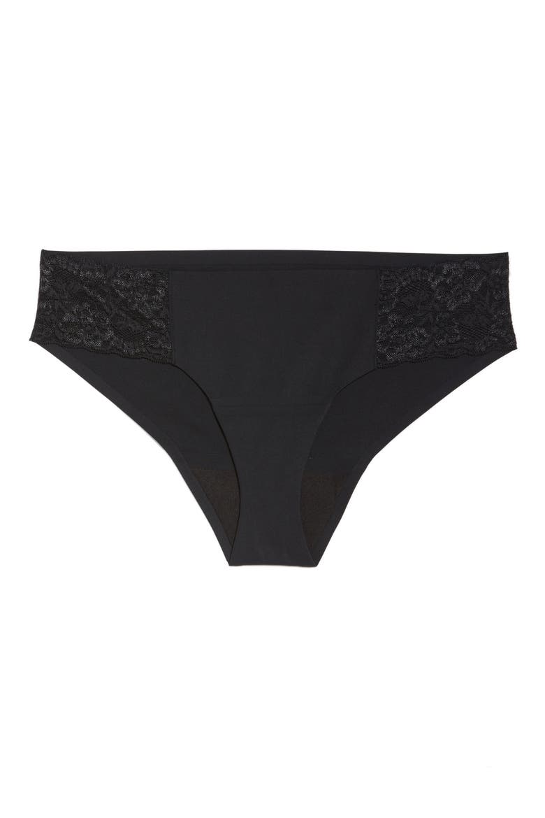Period & Leak Proof Lace Moderate Absorbency Cheeky Panties, Alternate, color, BLACK