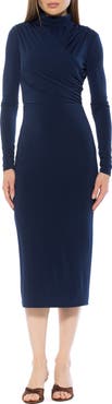 Alexia Admor Elio Draped Bodice Midi Sheath Dress