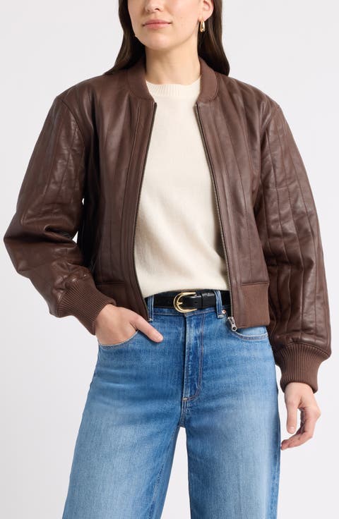 Quilted Leather Bomber Jacket
