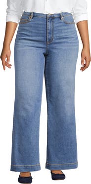 Lands' End Recover High Rise Wide Leg Blue Jeans