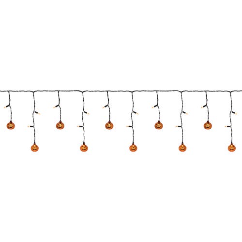 Northlight Led Lighted Pumpkin Halloween Curtain Icicle Lights In Multi
