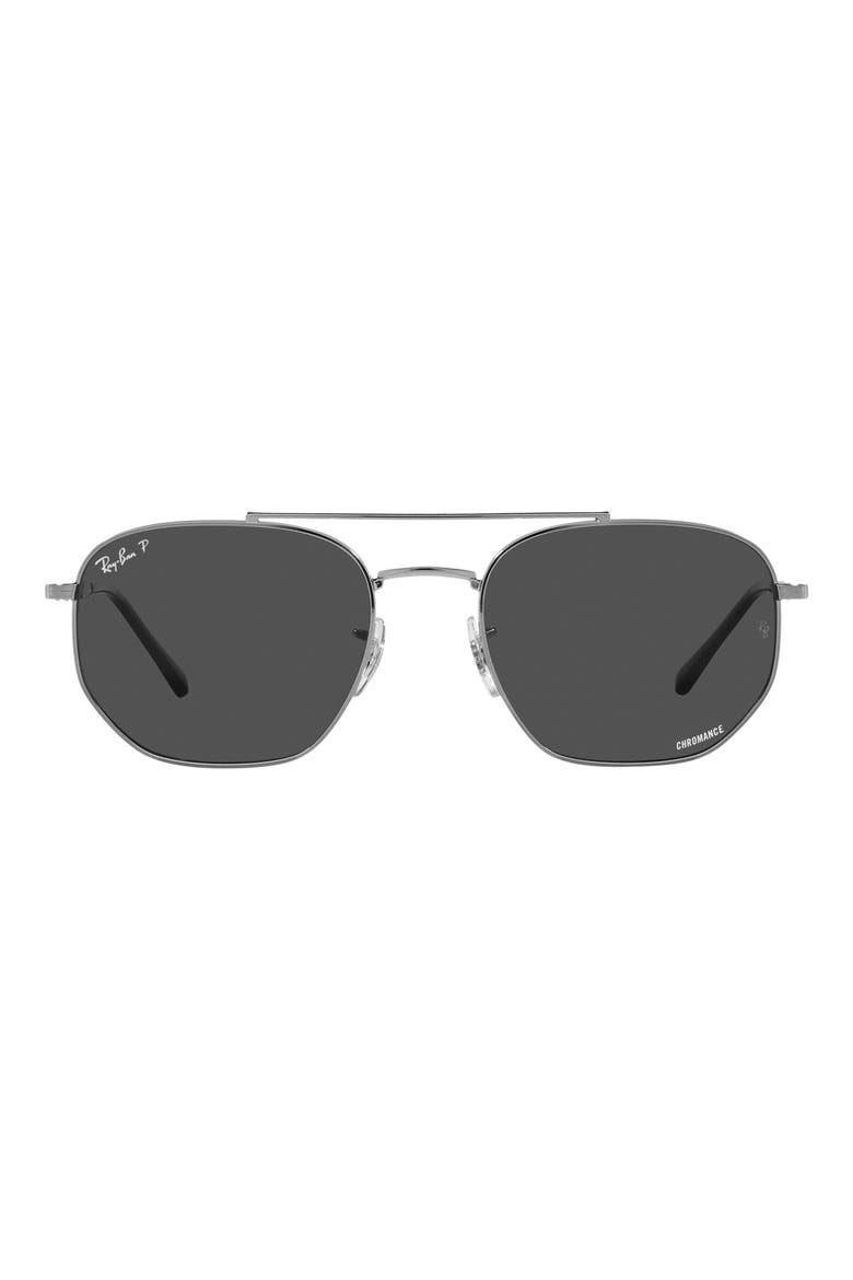 57mm Polarized Irregular Sunglasses, Main, color, GUNMETAL