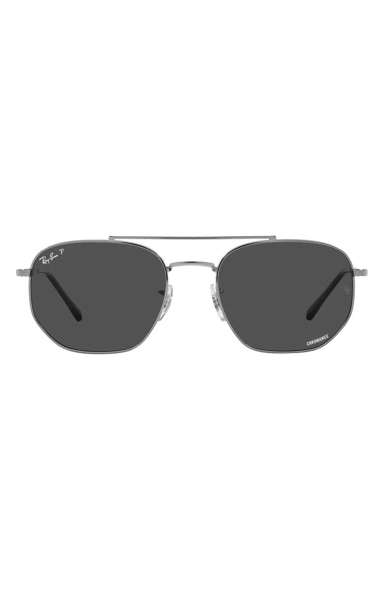 Ray-Ban 57mm Polarized Irregular Sunglasses, Main, color, Gunmetal