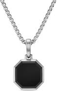 David Yurman Faceted Stone Amulet in Sterling Silver with Black Onyx, 16mm