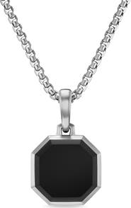 David Yurman Faceted Stone Amulet in Sterling Silver with Black Onyx, 16mm