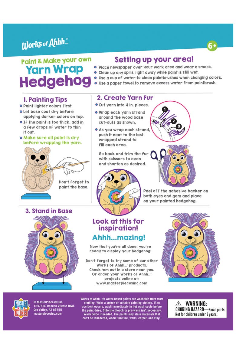 Hedgehog - Wood Yarn Wrapping Craft Kit, Alternate, color, Multicolor