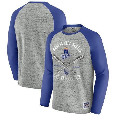 Men's Darius Rucker Collection by Fanatics  Heather Gray Kansas City Royals Raw Edge Raglan Long Sleeve Baseball T-Shirt