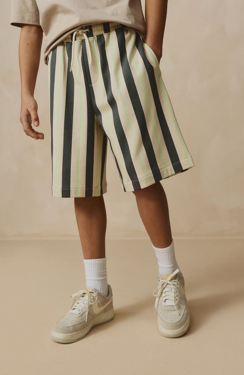 NEXT Kids' Oversize LA Graphic T-Shirt & Stripe Drawstring Shorts Set, Alternate, color, Neutral