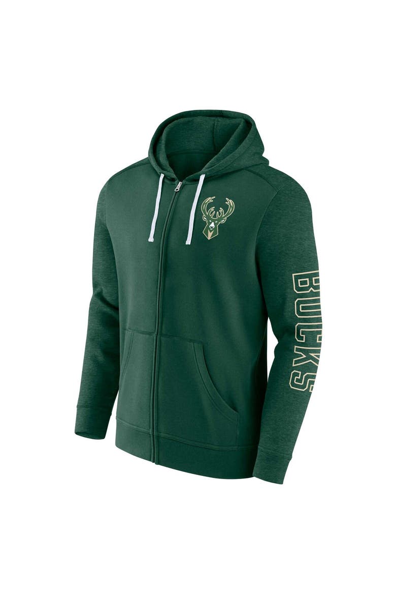 Men's Fanatics Branded Hunter Green Milwaukee Bucks Offensive Line Up Full-Zip Hoodie, Alternate, color, Hunter Green