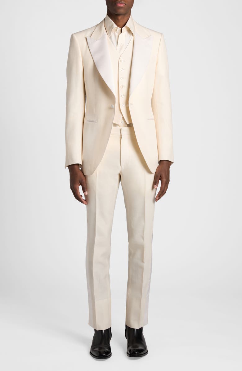 TOM FORD Slim Fit Washed Silk Button-Up Shirt, Alternate, color, Ivory