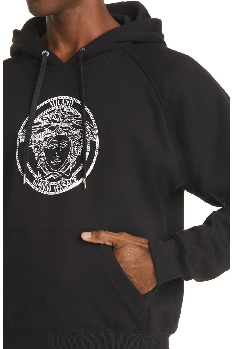 Medusa Head Logo Graphic Cotton Hoodie, Alternate, color, BLACK