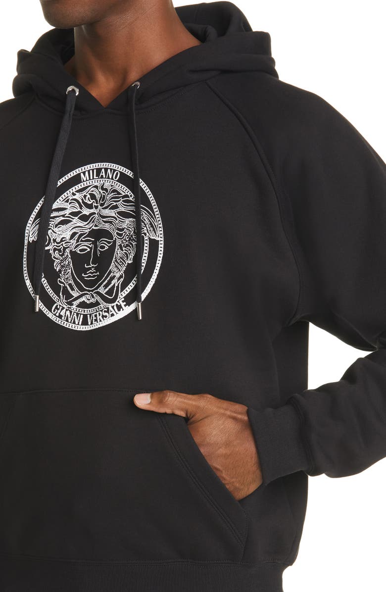 Versace Medusa Head Logo Graphic Cotton Hoodie, Alternate, color, 