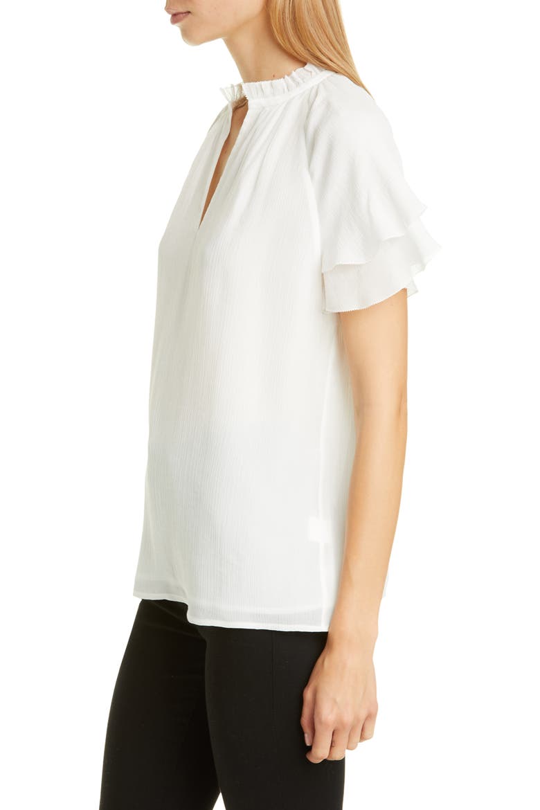 Split Neck Silk Top, Alternate, color, IVORY CLOUD