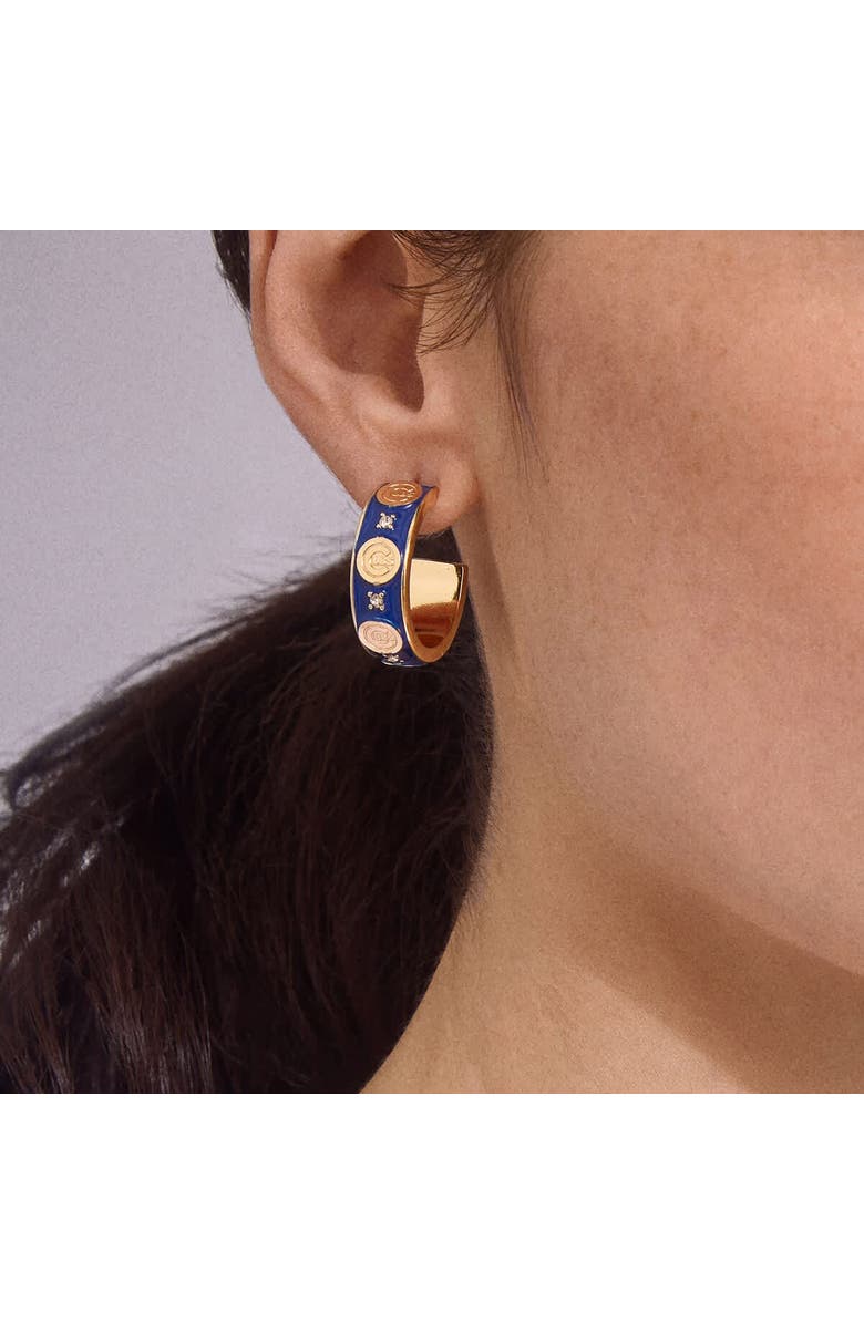 WEAR by Erin Andrews x BaubleBar Chicago Cubs Enamel Hoop Earrings, Alternate, color, 