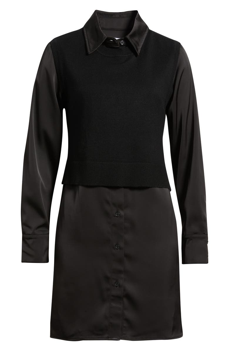Sam Edelman Layered Mixed Media Dress, Alternate, color, Black