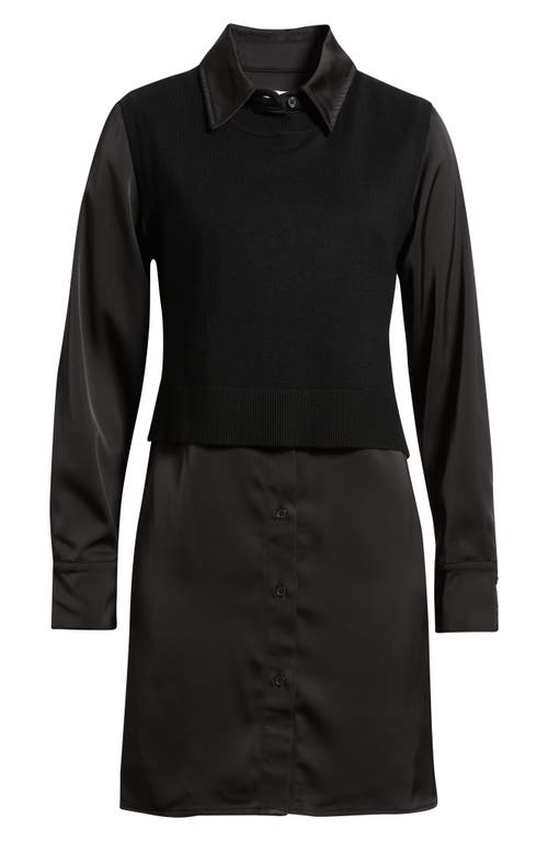 Sam Edelman Layered Mixed Media Dress In Black