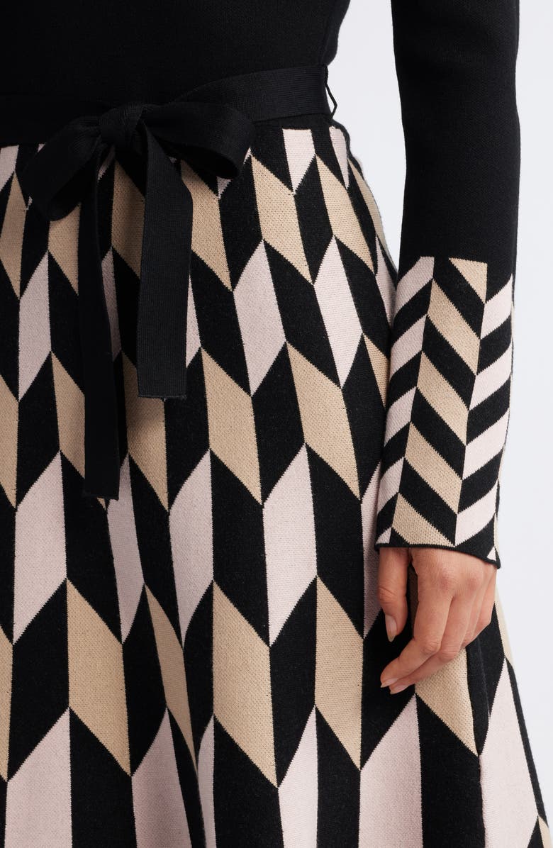 Eliza J Fit & Flare Long Sleeve Sweater Dress, Alternate, color, 