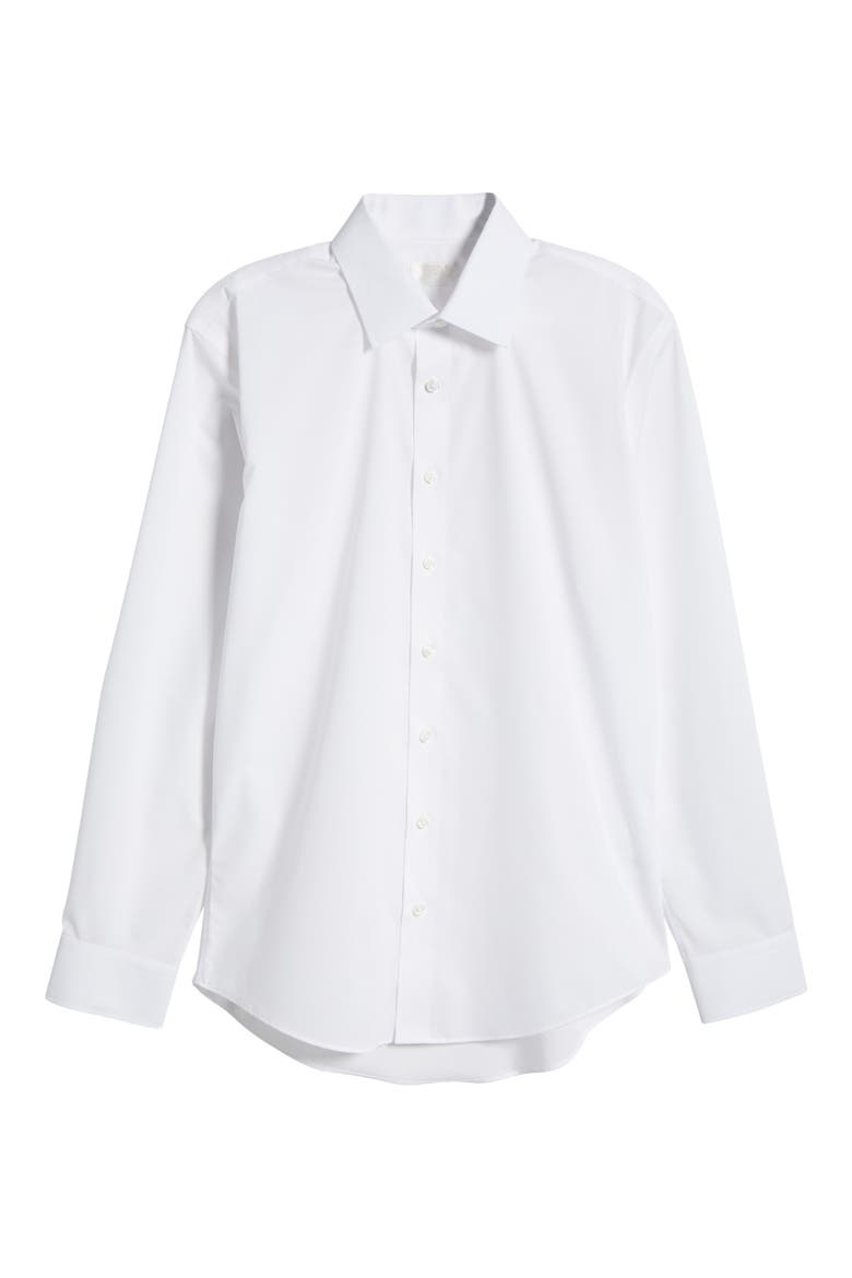 Trim Fit Solid Cotton Blend Dress Shirt, Alternate, color, WHITE