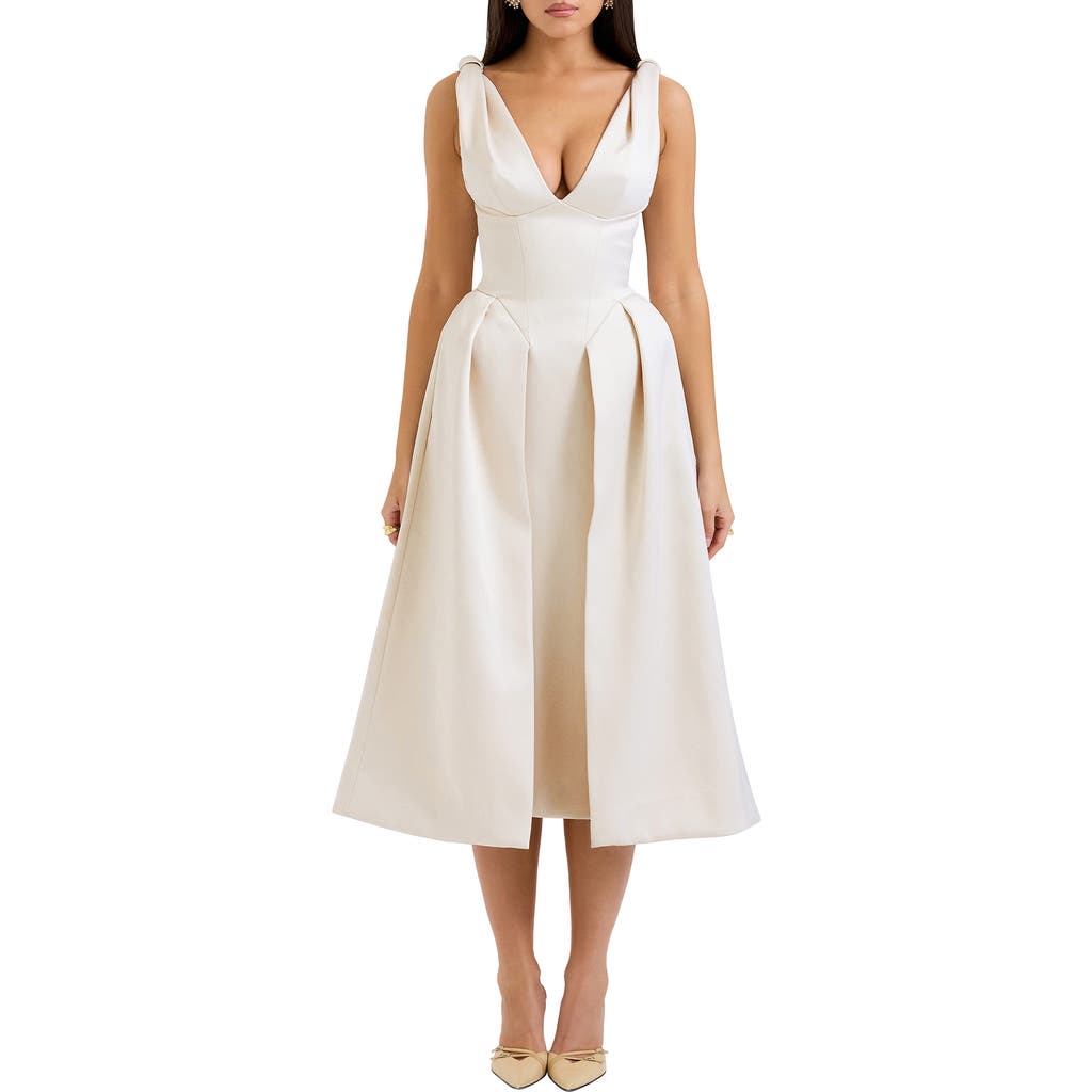 HOUSE OF CB Paloma Sleeveless Satin Gown in Vintage Cream