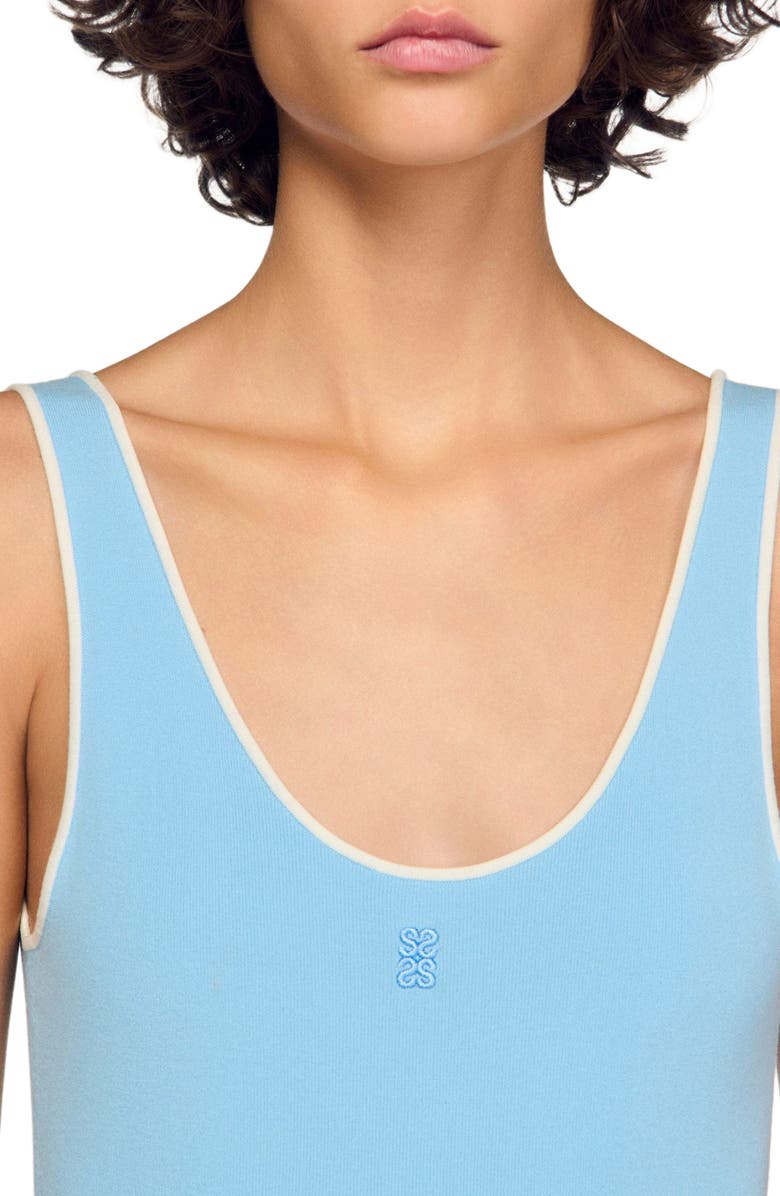 SANDRO Knit bodysuit, Alternate, color, Sky Blue