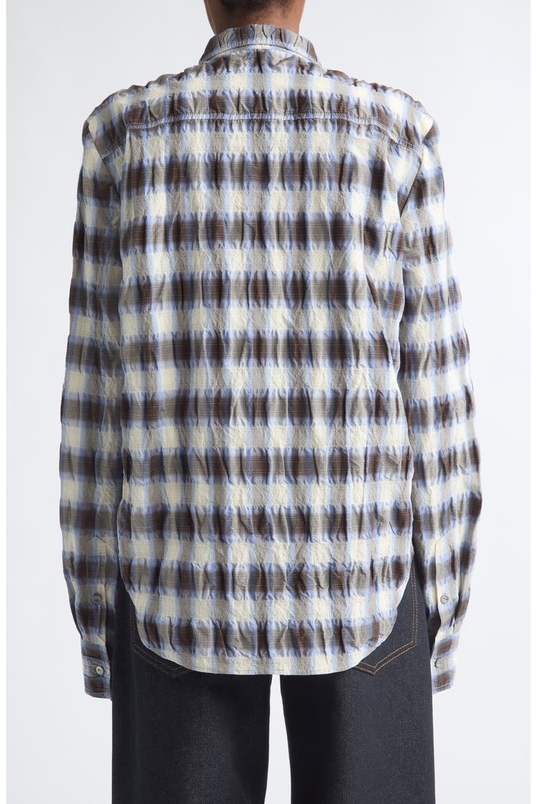 Shirred Button Front Shirt, Alternate, color, BROWN