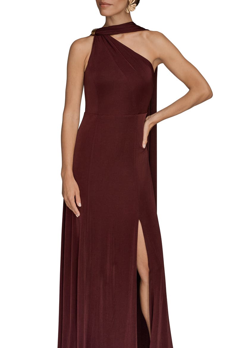 Drape Sleeveless Side Slit Gown, Alternate, color, BERRY