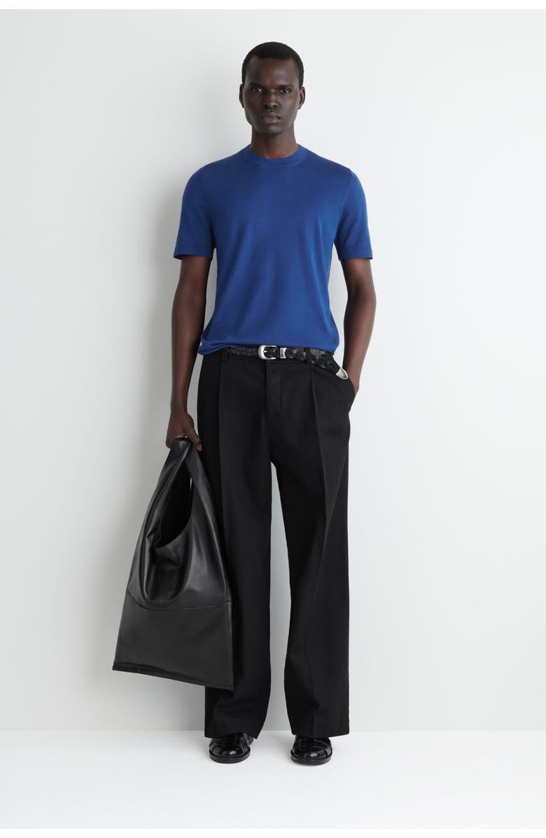 COS Slim Knitted Silk T-Shirt, Alternate, color, Blue