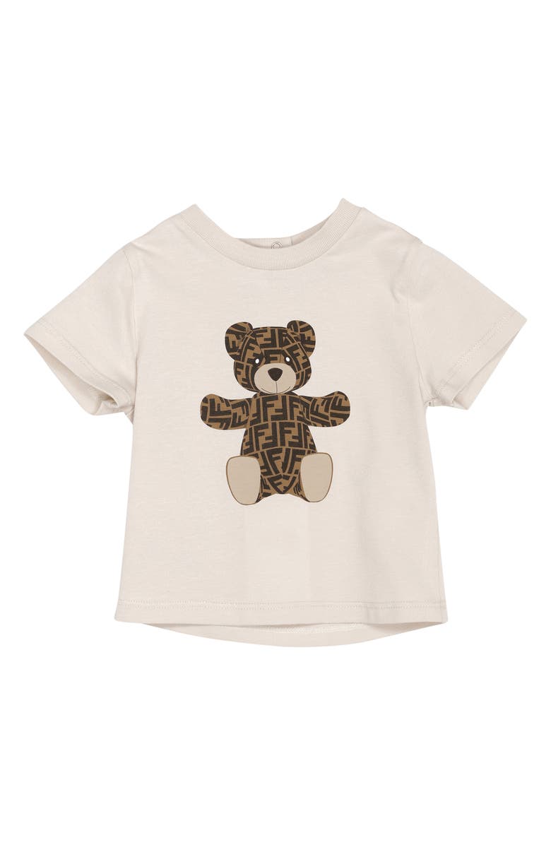 Fendi FF Logo Bear Cotton Graphic Tee, Main, color,