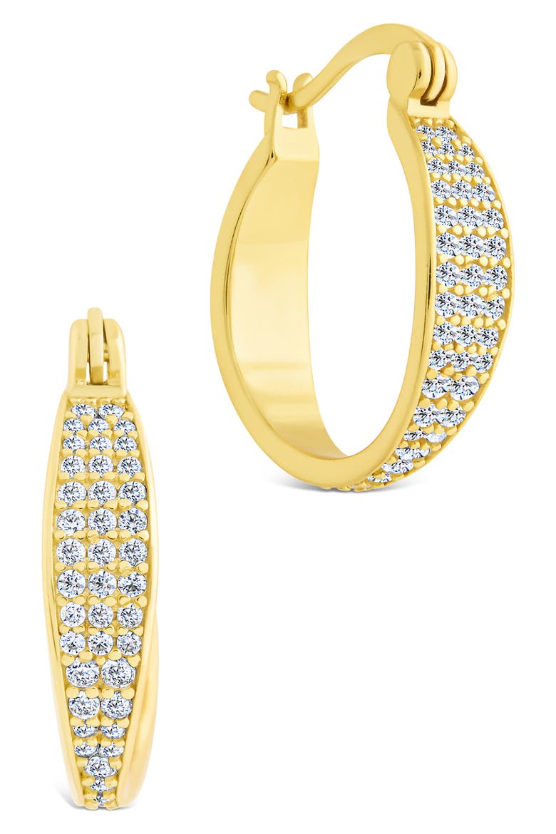 Zinnith Cubic Zirconia Graduated Hoop Earrings, Main, color, GOLD