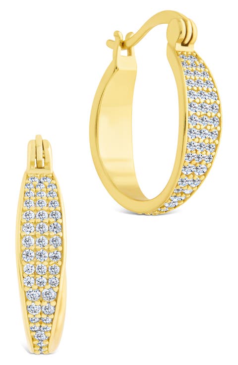 Zinnith Cubic Zirconia Graduated Hoop Earrings