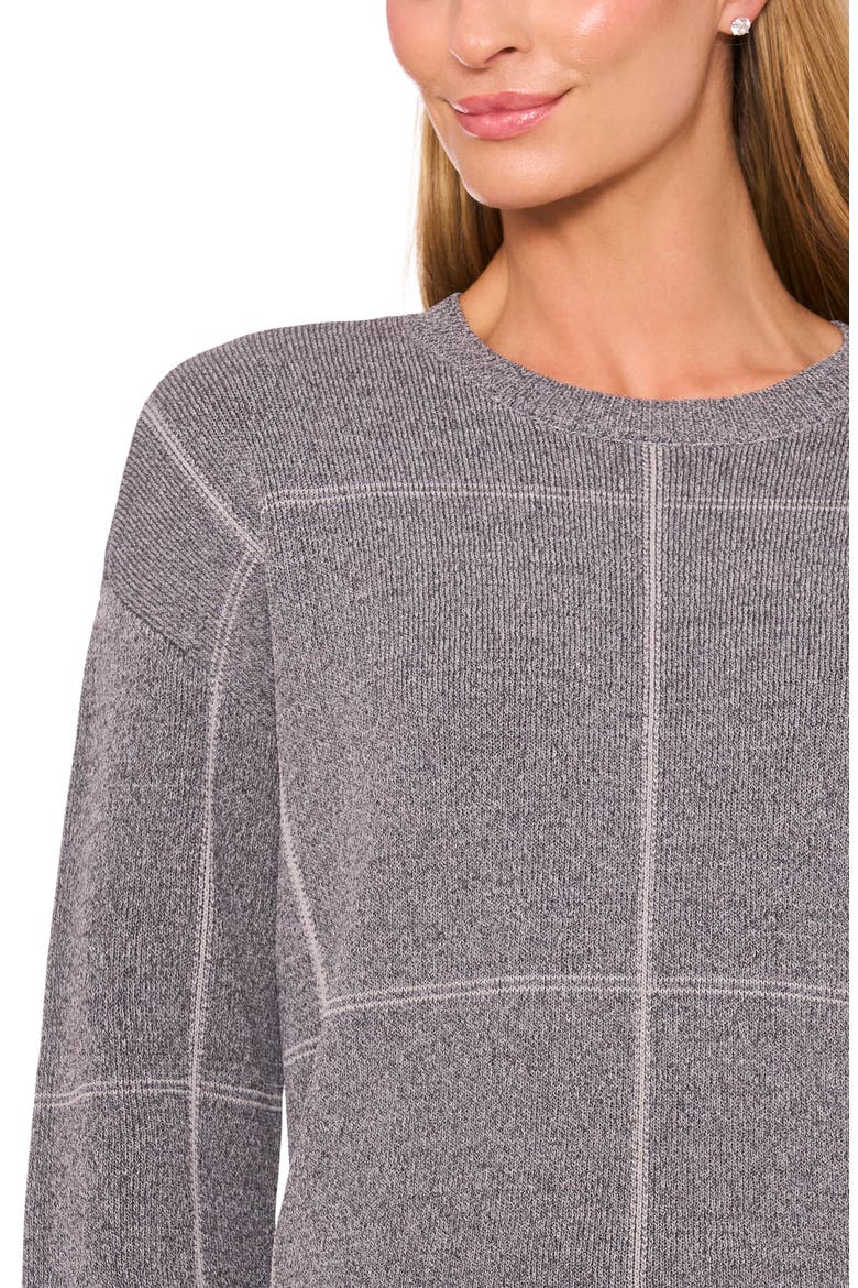 Grid Check Crewneck Sweater, Alternate, color, CLASSIC GREY HEATHER