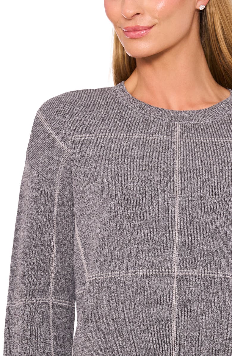 Halogen<sup>®</sup> Grid Check Crewneck Sweater, Alternate, color, Classic Grey Heather