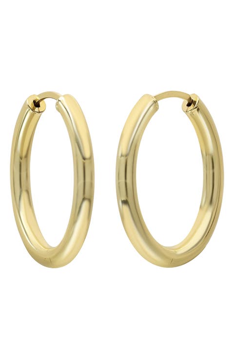 14K Gold Thin Oval Hoop Earrings