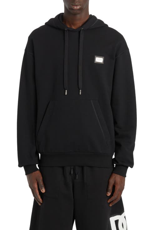 【Dolce&Gabbana】バンダナプリント コットン フーディ ブラック Loose silk turtleneck with shirt cuffs in Black for Men