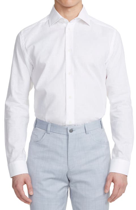 Abbott Contemporary Fit Linen & Cotton Button-Up Shirt