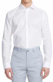 Jack Victor Abbott Contemporary Fit Linen & Cotton Button-Up Shirt