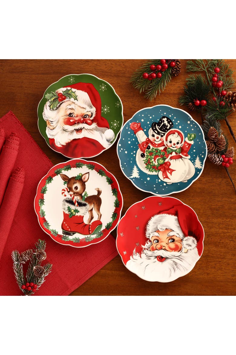 8 in. Set of 4 Nostalgic Ceramic Character Plates - Classic, Alternate, color, Multicolor