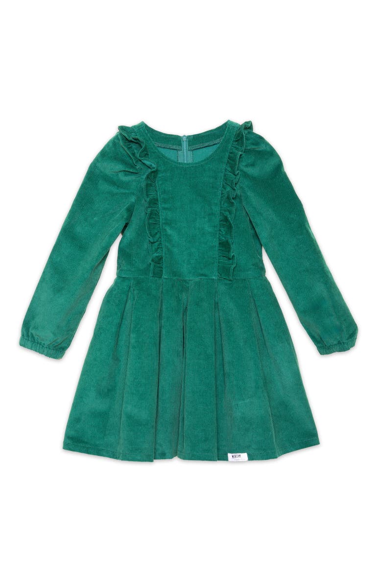 Long Sleeve Ruffle Dress, Main, color, Green Corduroy