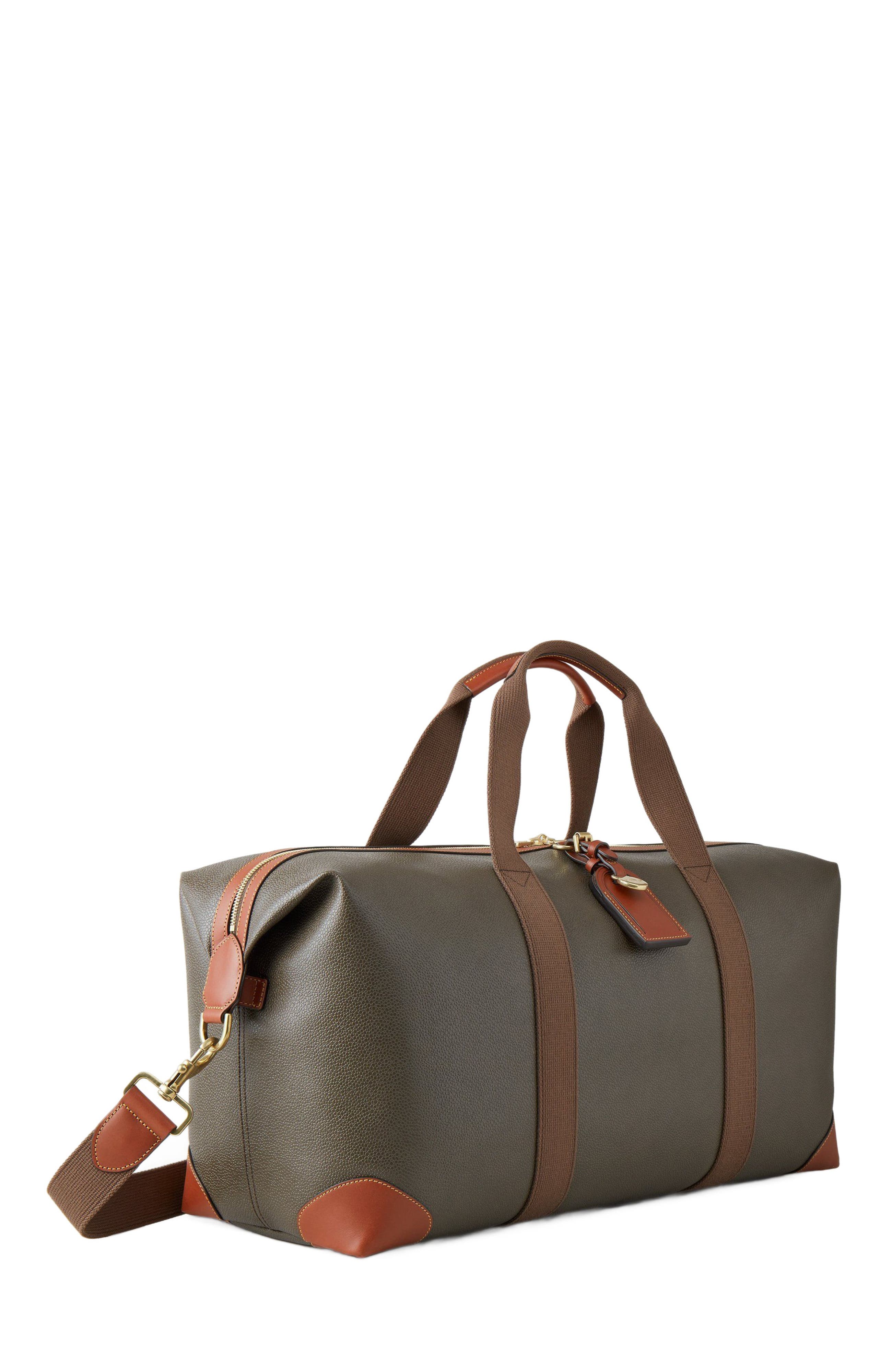 Medium Clipper Leather Duffel, Alternate, color, Mole-Cognac