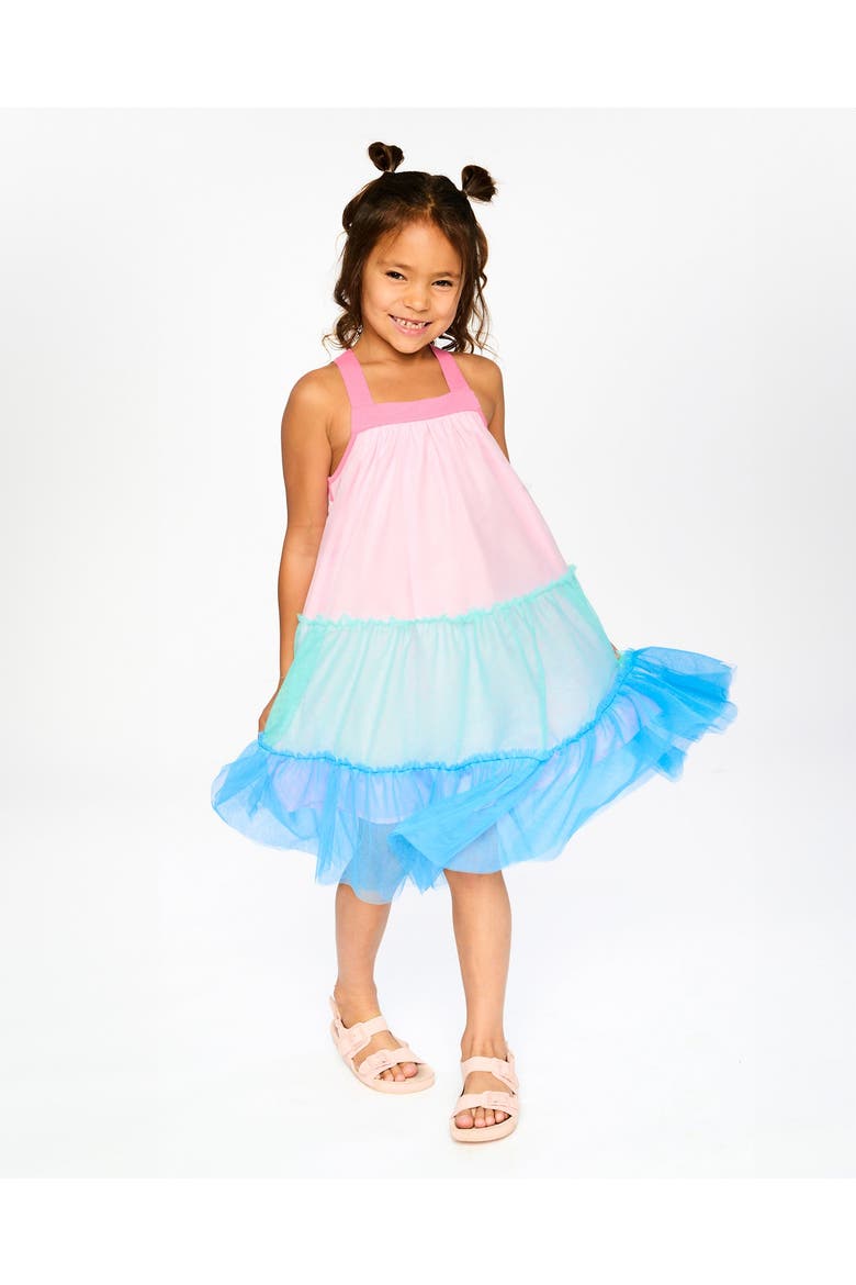 Sleeveless A-line Mesh Dress, Alternate, color, Pink and Blue