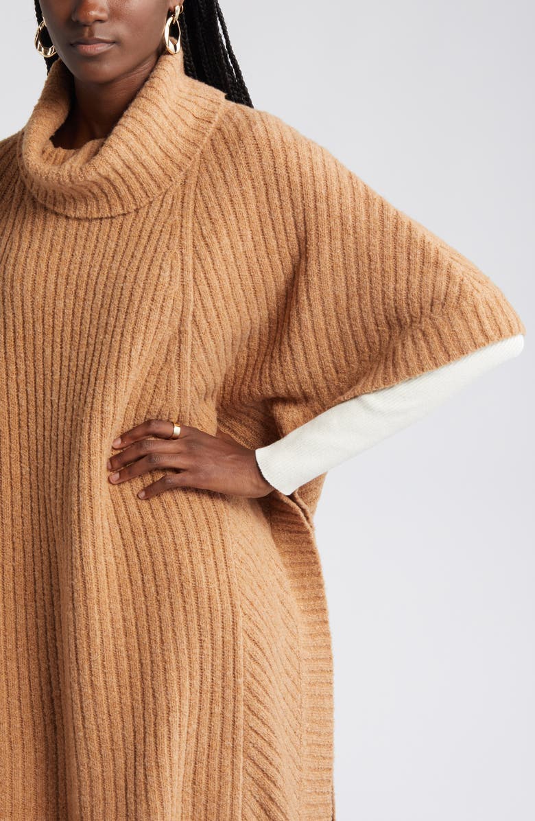 Nordstrom Wool & Cashmere Turtleneck Poncho, Alternate, color,