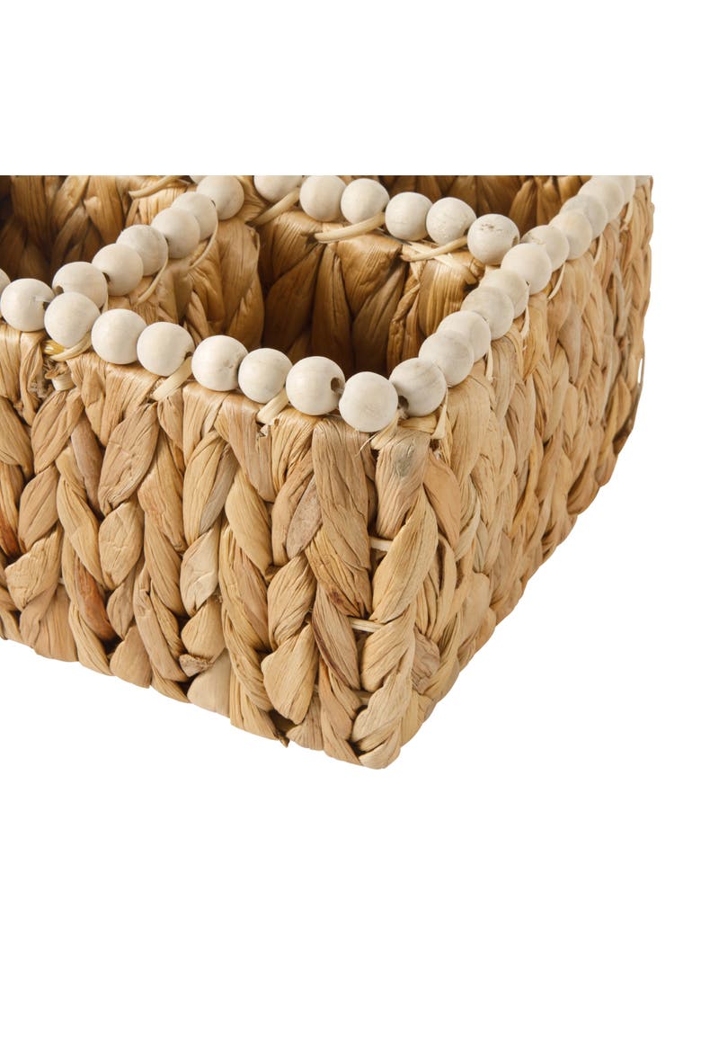 Woven Utensil Caddy with Compartments, Water Hyacinth Basket, Alternate, color, Natural