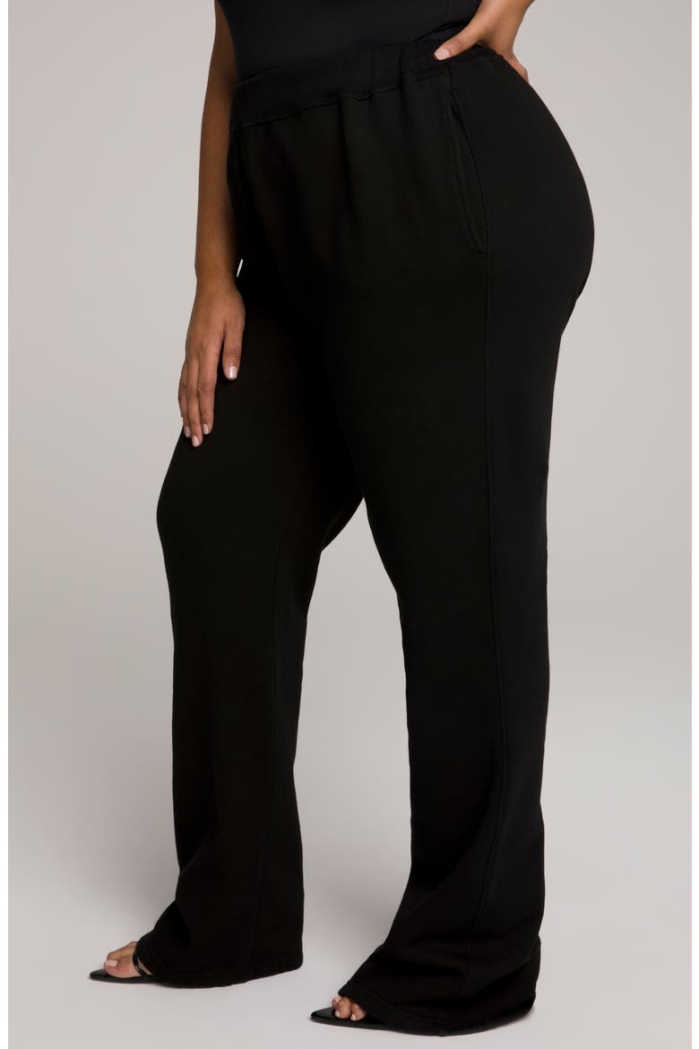 Terry Fleece Wide Leg Sweatpants, Alternate, color, BLACK001