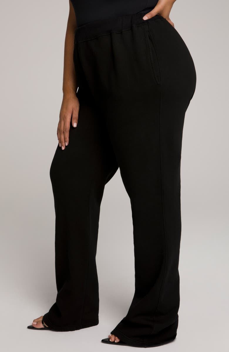 Good American Terry Fleece Wide Leg Sweatpants, Alternate, color, 