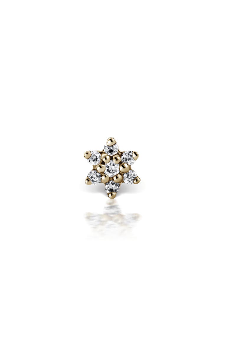 Single Diamond Flower Stud Earring, Alternate, color, YELLOW GOLD