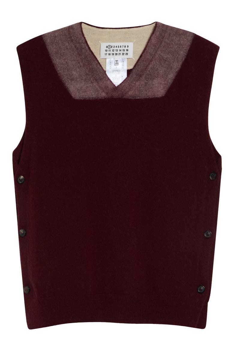 Fuse Trompe L'Oeil Virgin Wool Sweater Vest, Main, color, BORDEAUX/ ECRU