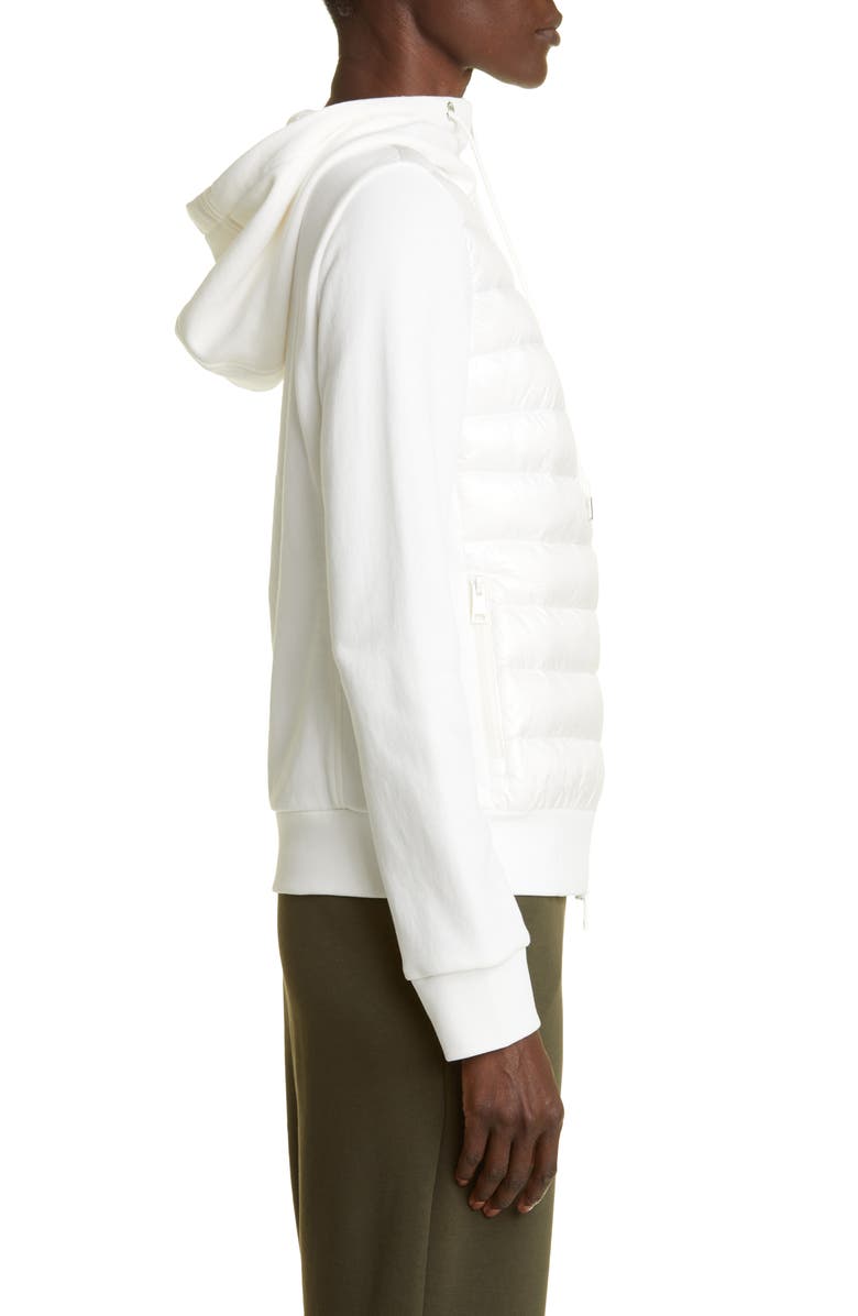 Moncler Hooded Mixed Media Puffer Jacket, Alternate, color, White