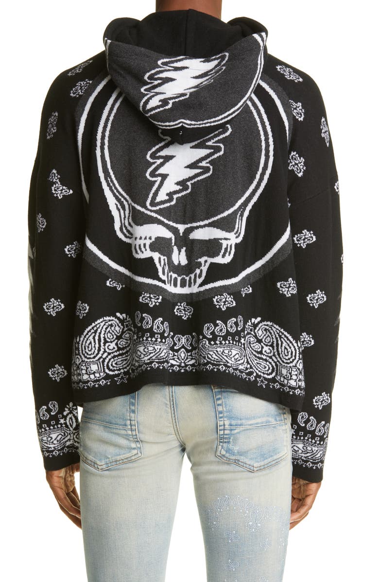 AMIRI Grateful Dead Skull Cashmere Blend Jacquard Graphic Hoodie, Alternate, color, 