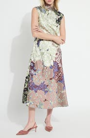 Lysse Flora Mock Neck Bias Cut Midi Dress